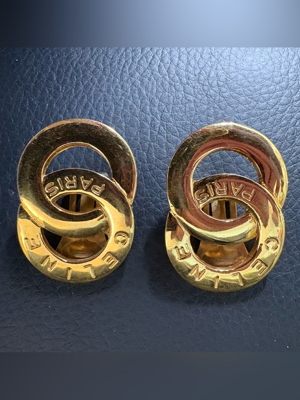 Celine Double Round Motif Clip-On Earrings